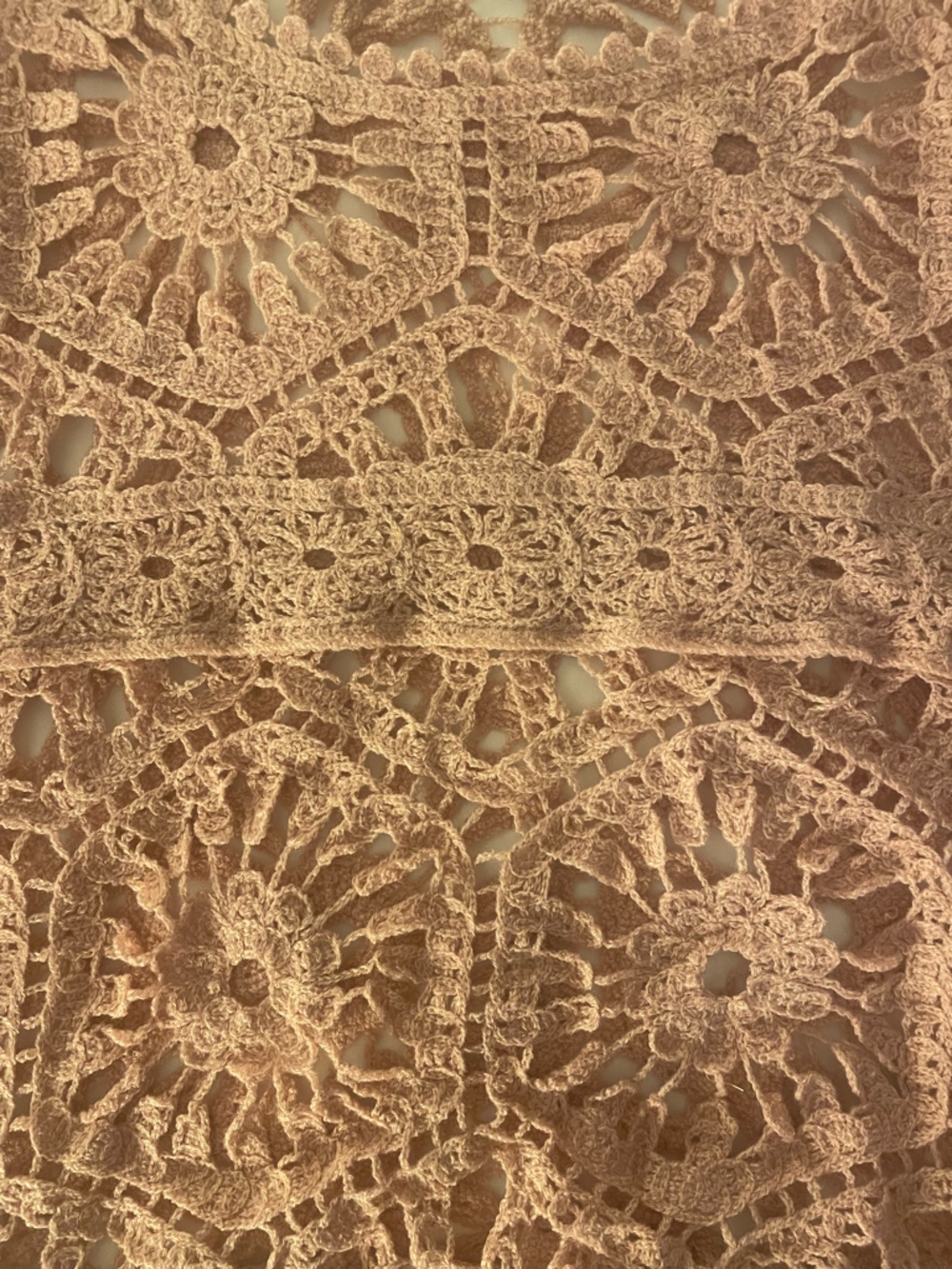 POL Bohemian Crochet Openwork Bracelet Bell‎ Sleeve Short Top Rose Pink One Size - Picture 5 of 11